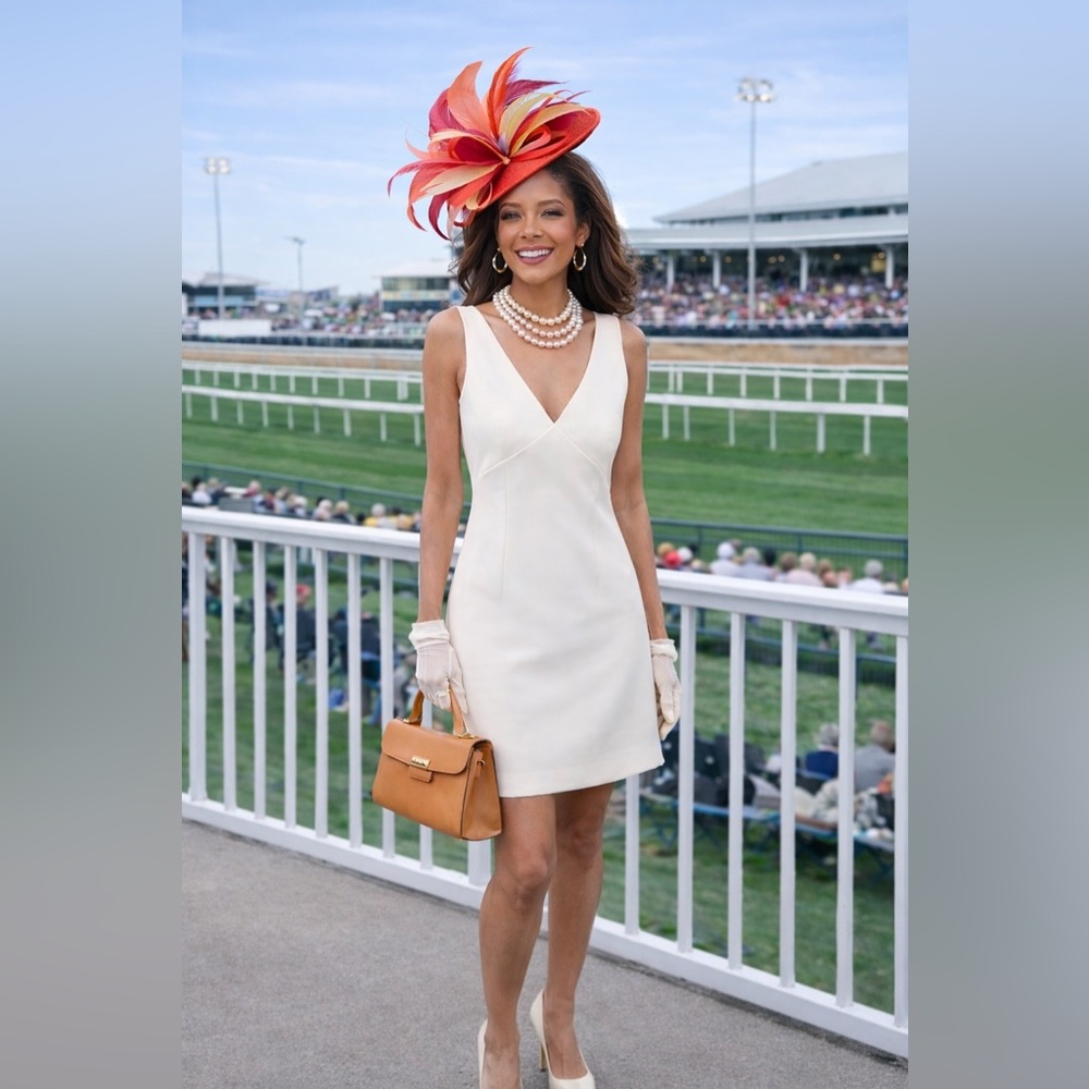 Banana Republic Cream V-Neck Mini Dress -Kentucky Derby🏇🏼